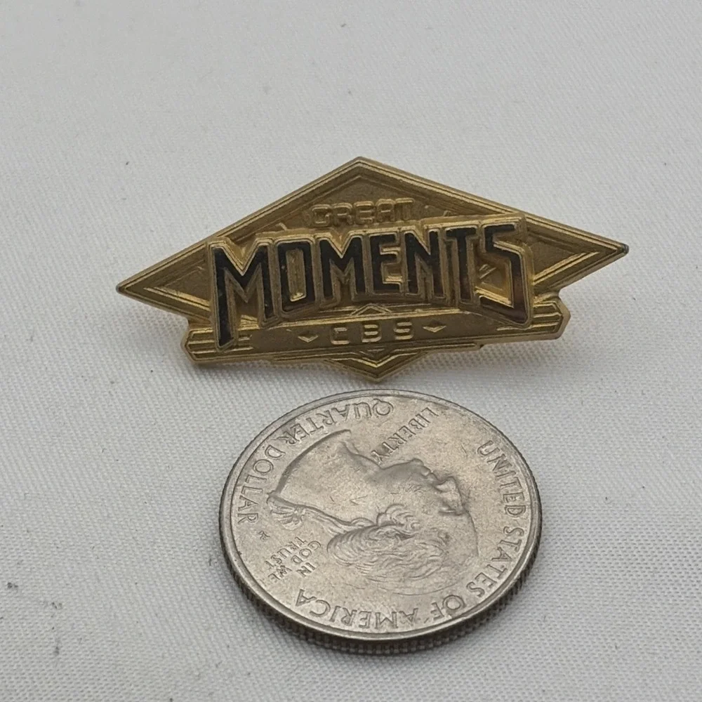 Great Moments CBS Television Network Gold Tone Promotional Lapel Hat Pin